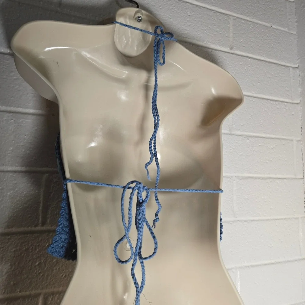 Handmade Crochet Halter Top Small Striped Boho Festival Knit Crop Pastel Artsy